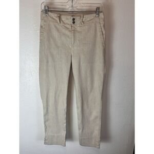 Peruvian Connection Linen Cotton Blend Pants Size 4 Beige Straight Leg Trouser